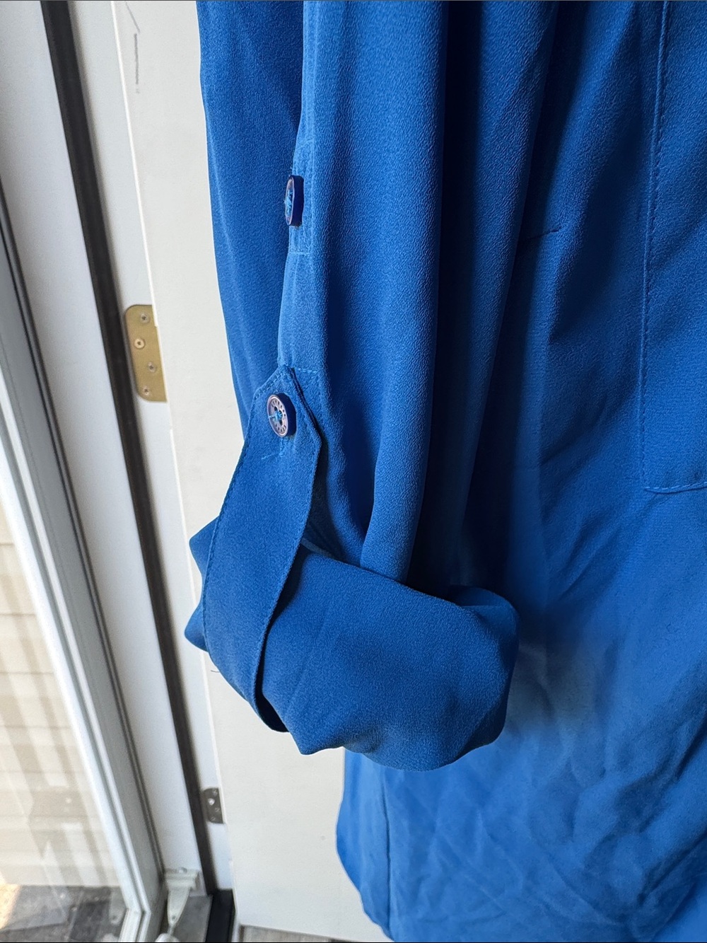 Express Royal Blue Long Sleeve Button Down Shirt - Picture 4 of 9